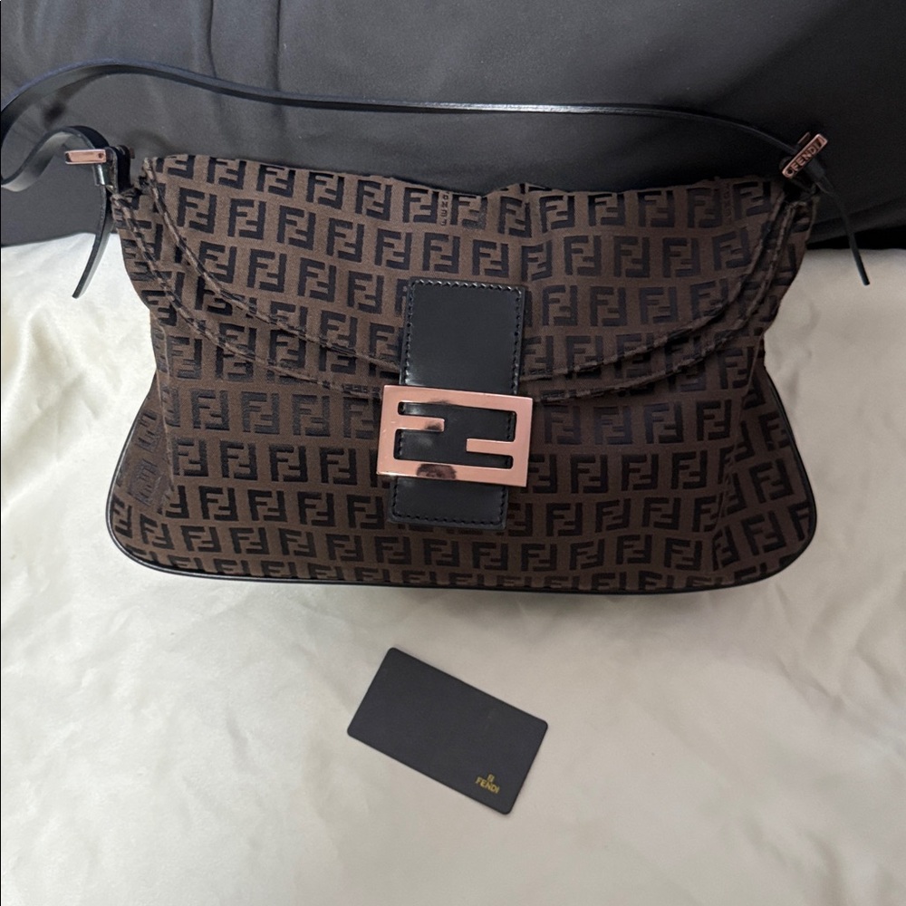 Fendi Black and Brown Monogram Shoulder Bag